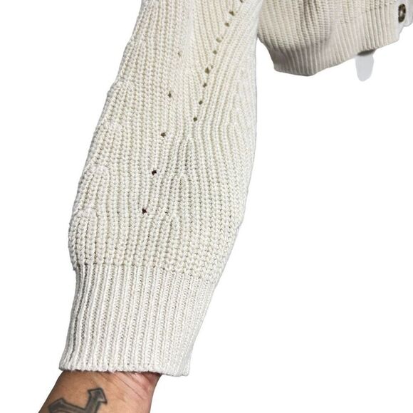 Line & Dot Scarlett Pointelle Cardigan Cream Sweater Women's Large - Picture 7 of 15